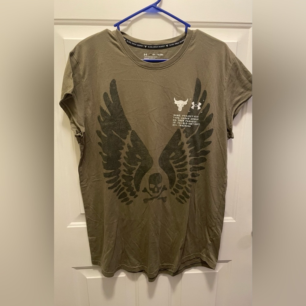 Under Armour Project Rock Dark Olive Graphic Tee